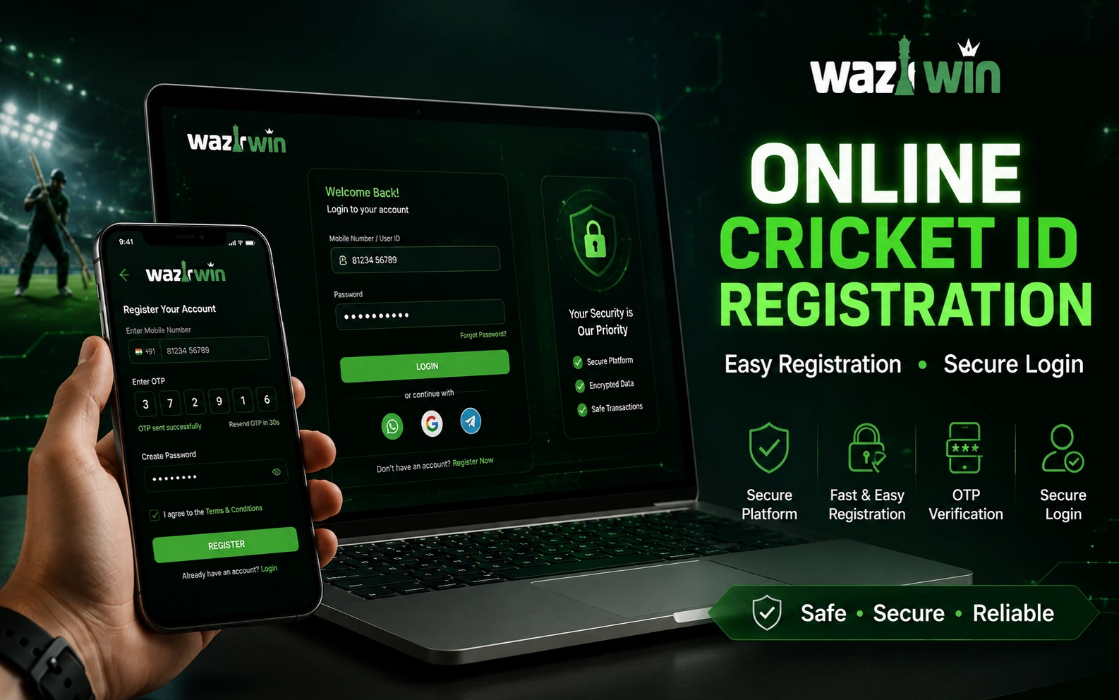 Online Cricket ID registration and login process