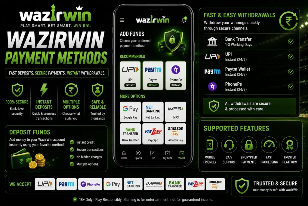 Wazirwin Payment Methods