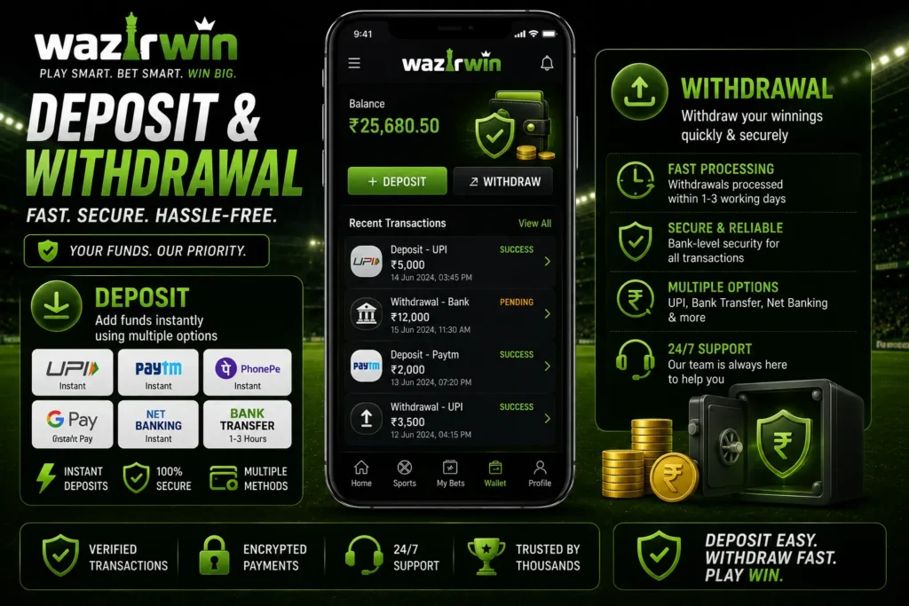 WazirWin Deposit and Withdrawal